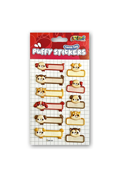 Penmate Stickere decorative puffy cu eticheta scris caini multicolor 11x20,5cm