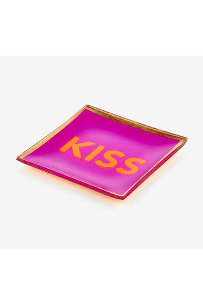 GIFT COMPANY Placă decorativă din sticlă violetă Kiss 10X0,8X10 Cm