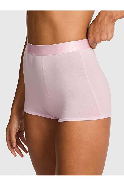 PINK Logolu Pamuklu Yüksek Bel Boyshort Külot