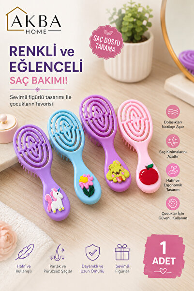 AKBA HOME Figürlü Çocuk Saç Fırçası Dolaşık Açıcı Tarak