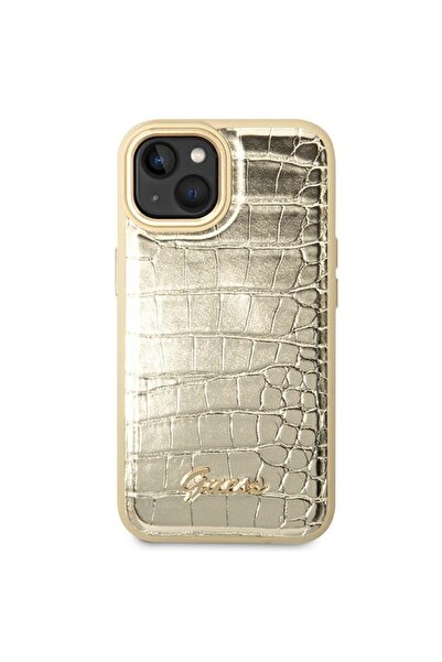 Guess Θήκη Συλλογής Croco για iPhone 14 Plus / 15 Plus, Χρυσή