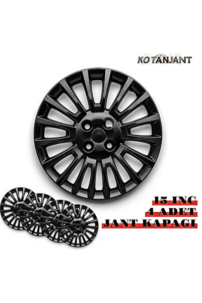 Kotanjant FİAT DOBLO 15 İnç Jant Kapağı 4'lü Set Piano Black + 4 Amblem