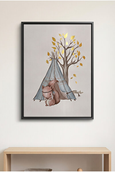 Jasmine Art Gold Leaf Teepee Squirrel Kids Wall Art | Portrait Framed Canvas ...