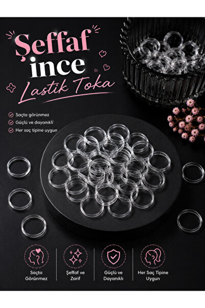 Zuum Accessories şeffaf Lastik Saç Tokası , Tüp Toka , Saç Örgü Tokası