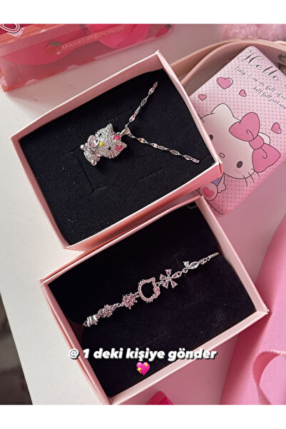 ArtBDesign Hello Kitty Kolye ve Bileklik İkili Set