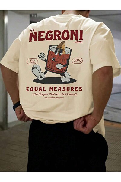 LUMSHİNE Oversize Negroni Printed Crew Neck T-Shirt