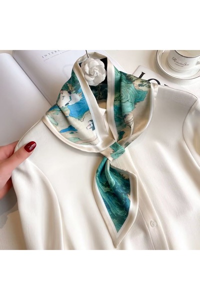 EMAYS DESIGN Patterned Tie Scarf |   Silky Textured Satin Neck Scarf |   Wome...