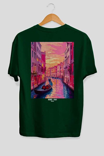 Ankhises Venice Italy Green Oversize Country City Back Printed Unisex T-Shirt...