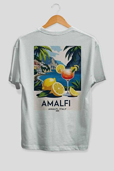Ankhises Amalfi Italija 4 Bela Oversize Country City Majica sa zadnjim printo...