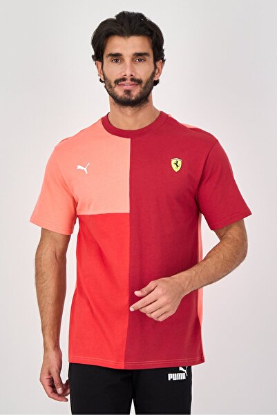 Puma x Scuderia Ferrari Men Sportswear Fit Short Sleeve Outdoor T-Shirt, Red
