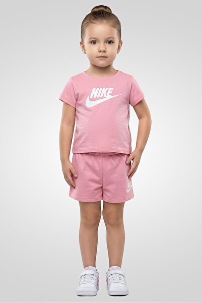 Nike Toddlers Girl 2 Pieces Brand Logo Top And Shorts Set, Pink