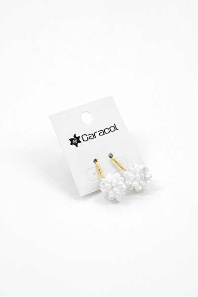 Casa Caracol Women Flower Designed Hook Earrings, Gold/White