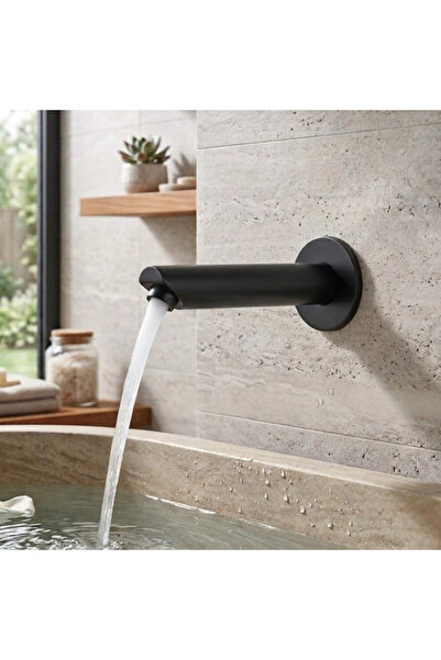 Black even Single Line Round Wall Mounted Faucet Matte Black - Black Dawn