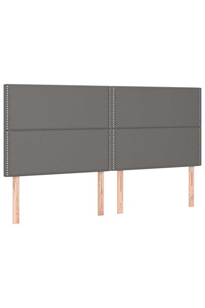 vidaxl Tăblie de pat gri 200x5x118/128 cm piele ecologică