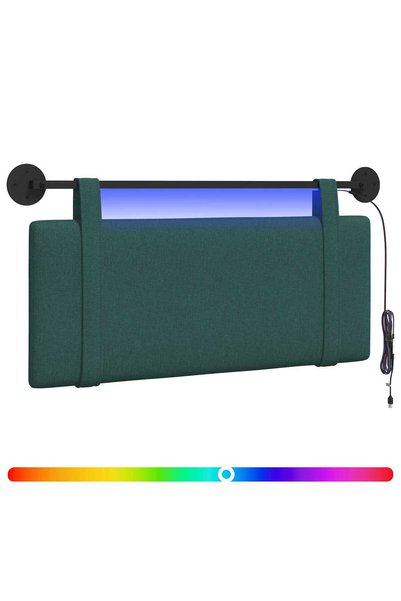 vidaxl Tăblie de pat suspendată Cu lumină LED Verde închis Țesătură