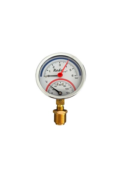 Influent Termomanometru, Ø80 mm, 0-6 bar / 0-120 ° C, racord inferior 1/2 " B...