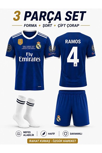 sonvadi Sergio Ramos Mor Real.Madrid.2017 Cardif Çocuk Futbol Forması Çorap H...