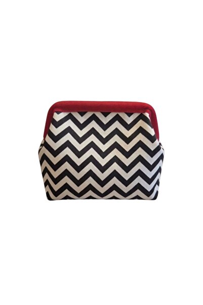 handedizayn Γυναικεία τσάντα χειρός Clutch με μοτίβο ζιγκ-ζαγκ σε μαύρο και λ...