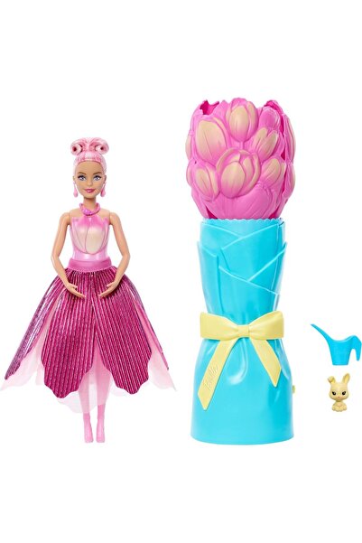 Barbie Papusa cu accesorii surpriza, Barbie, Petal Pop, Roz, JMF57