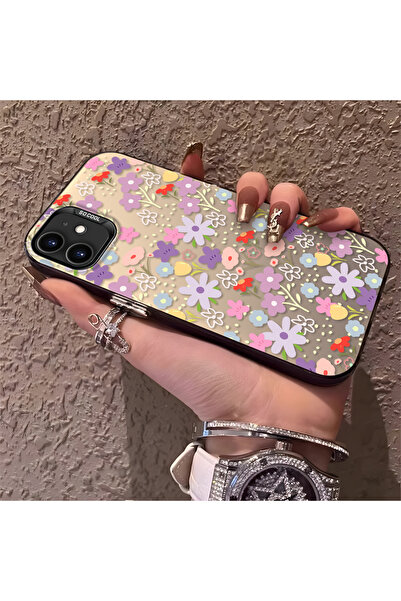 PATTERNOVA iPhone 11 Uyumlu Tam baskılı küçük çiçek sert kılıf, basit tam kap...