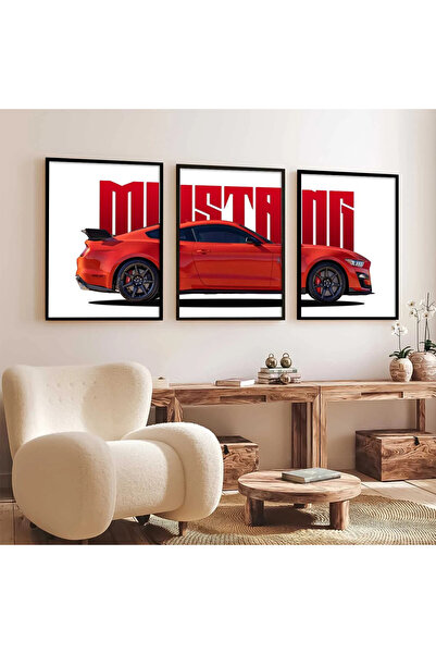 ALAYRA International Ford Mustang Car Posters 30x40 cm With Outer Frame Set of 3