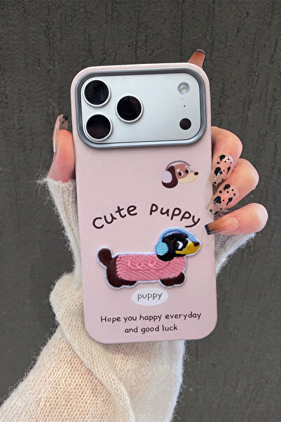 KVK PRİVACY iPhone 17 Pro Uyumlu Cute Puppy Nakış Soft Touch Silikon Telefon ...