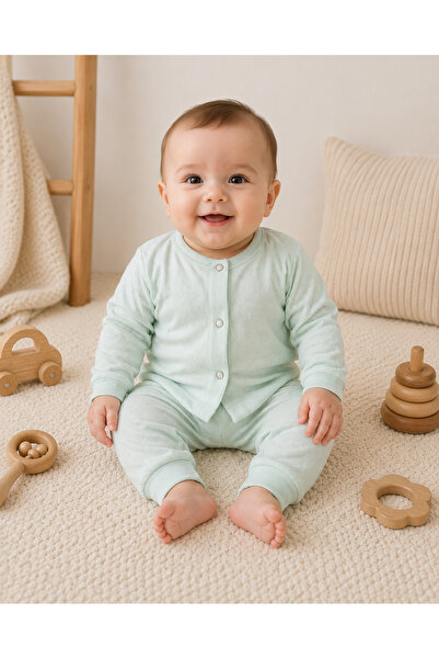 greenmoss Greenmoon Baby Breathable Perforated Fabric Cotton Baby Pajama Set
