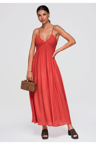OMBRE Women's Maxi Dress with V-Neck and Adjustable Straps OW-DLR-E0009