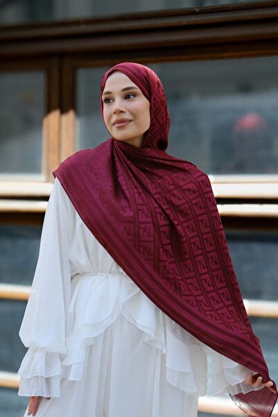 diorel F Pattern Premium Shawl-Burgundy