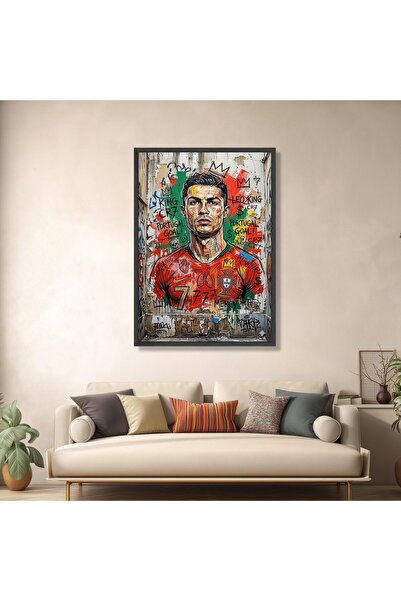 HOME MODE 30x40 cm Cristiano Ronaldo CR7 Graffiti Art | Black Floating Frame ...