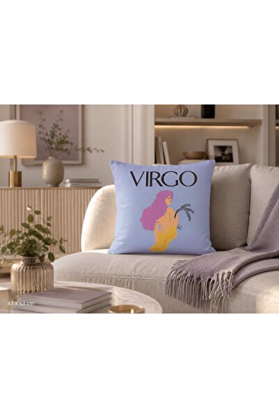 Piloji Decorative Throw Pillow Cover 43X43 cm Virgo Patterned Sofa Cushion Co...