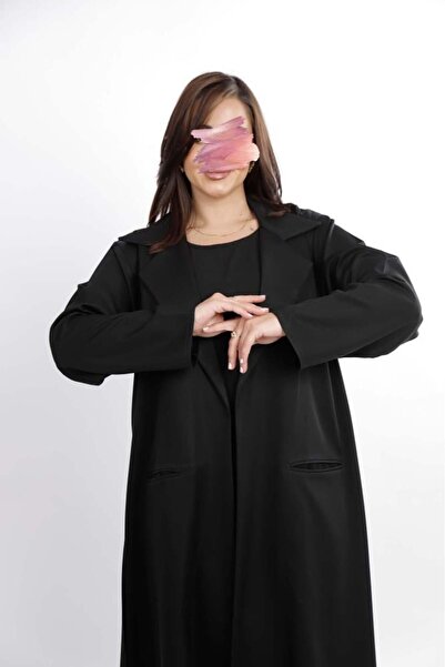 Anaqa Abaya Black Blazer with Lapels and Pockets