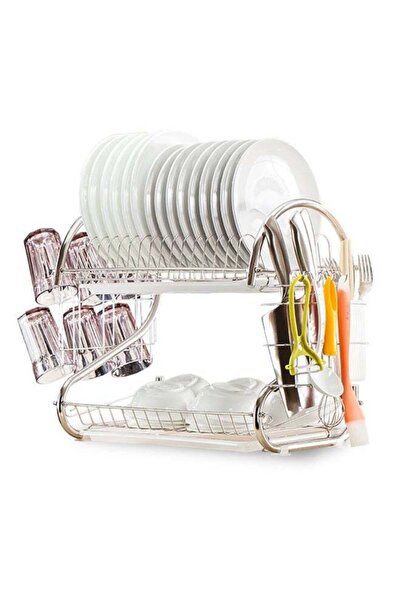 Generic 2-Tier Dish Drying Rack Silver 41.50 x 14.00 x 25.50cm