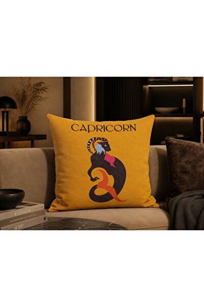 Piloji Decorative Throw Pillow Cover 43X43 cm Capricorn Patterned Sofa Cushio...