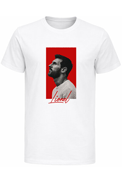 Efendioğlu Design Red Background Signature Printed Lmessi Printed Cotton Adul...