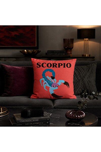 Piloji 43X43 cm Scorpio Patterned Digital Printed Decorative Throw Pillow Cov...
