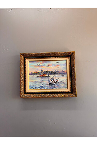 İSTANBUL KIZ KULESİ MANZARALI YAĞLI BOYA TABLO 55X45 CM