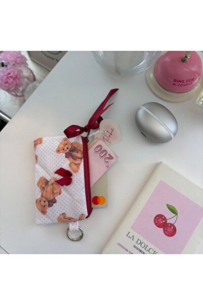 PİNKUE Teddy Bear Patterned Mini Card Holder & Bag Charm |   Card Holder, Coi...