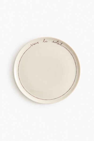 H&M Yazı Motifli Stoneware Yemek Tabağı