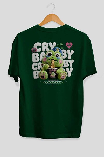 Ankhises Μπλουζάκι Cry Baby Oversize με στάμπα στην πλάτη, πράσινο, Unisex, 1...