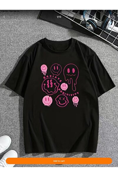 classy moda Unisex Colorful Oversize Printed T-Shirt Streetwear Comfortable F...