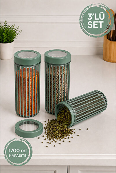 Stile Cucina 3-Piece Linea Round Storage Container 1.7 Liter Green
