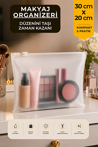POŞETİFY Zippered Organizer 30X20 cm |   10 Pieces |   Frosted Transparent Ma...