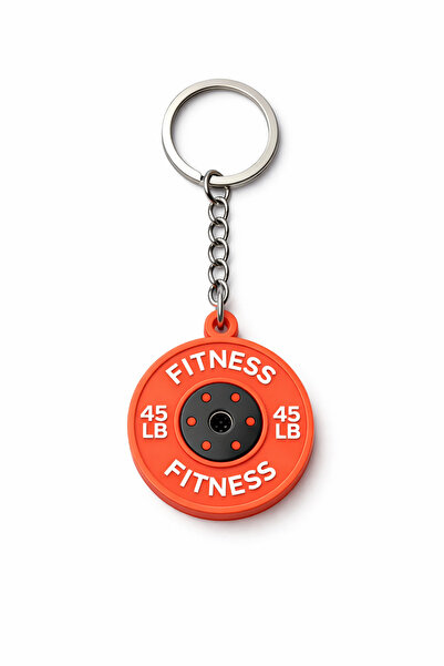 Ayahun Orange Dumbbell Plate Keychain
