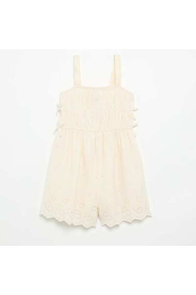 KIABI Thin-strap dress with all-over embroidery WHITE