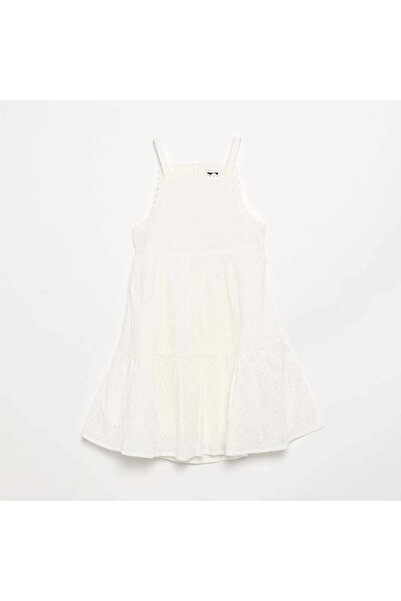 KIABI Strappy dress with broderie anglaise WHITE