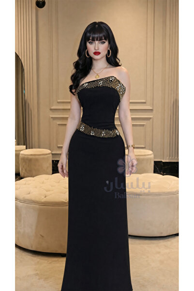 Bailsan Black Crepe Evening Dress