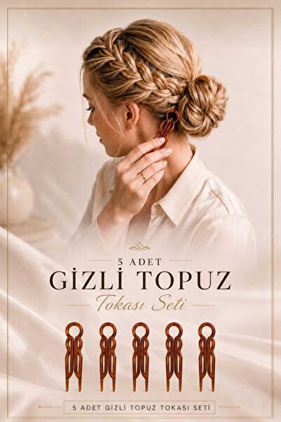 invictus design Kadın Kahverengi Gizli Topuz Tokası Saç Düzenleyici Saç U Pin...