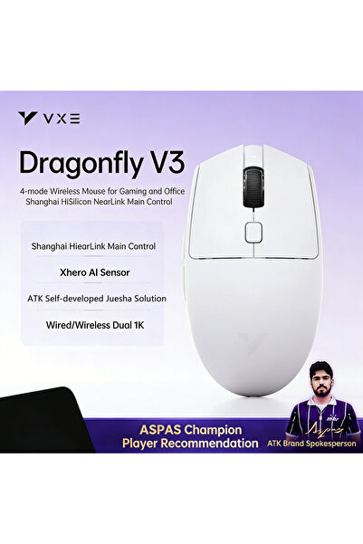 Choice VXE V3 White ATK VXE Dragonfly V3 Pro Wireless E-sports Mouse 4-Mode P...