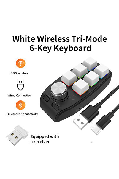 choice2 GGBEE 2.4G wired BT 6 Keys 1 Knob Macro Custom Programming Bluetooth ...